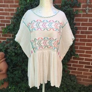 {free people} white embroidered tunic